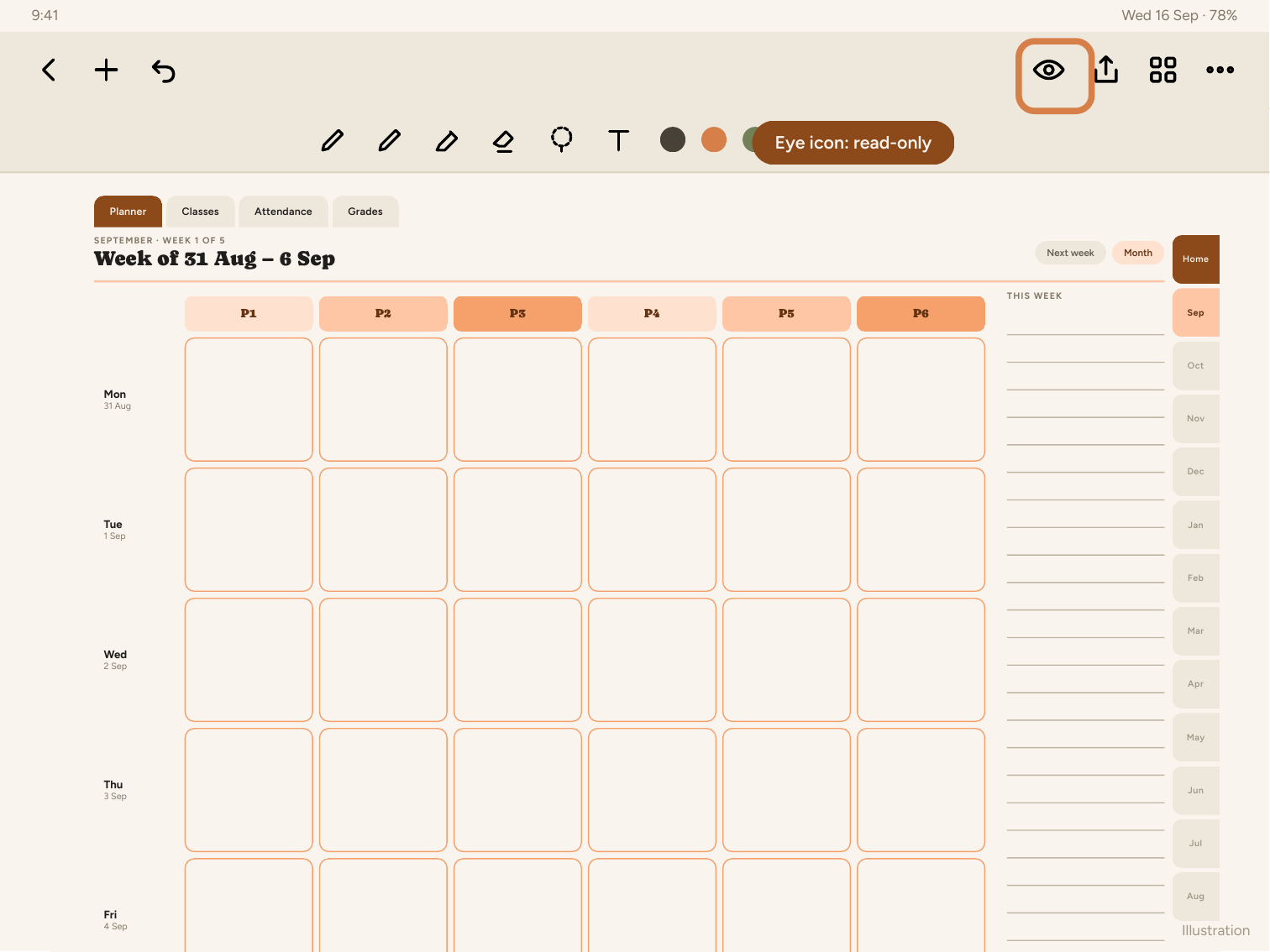 Noteshelf's read-only mode toggle